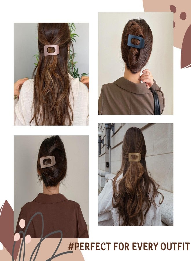 Drealoe 8 Pack Flat Hair Clips for Women – Large Matte Rectangle No-Slip Claw Clips, Strong Hold Square Hair Accessories for Thick & Thin Hair, Lay Flat Design for Work & Daily Styling - Image 3